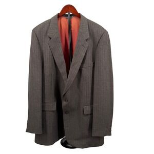 Vtg Levi Strauss Business Class Mens Suit Jacket 46L Brown Pinstripe Blazer USA